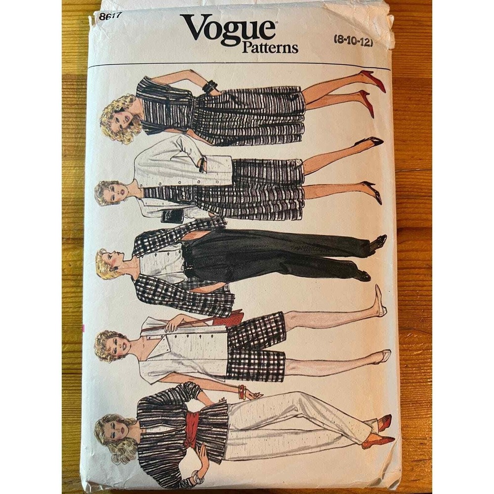 Vintage Vogue Pattern #8617 Uncut Size 8-10-12 Womens Jacket Skirt Pants Top